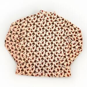 Holly Time Vintage Christmas Turtleneck Teddy Bear Print Sweater Large